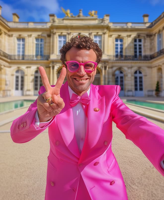 v2A_vibrant_selfie_of_Emmanuel_Macron_with_curly_hair_we_05c61e00-19e1-47f8-a3f2-9f1dccfbcfa8